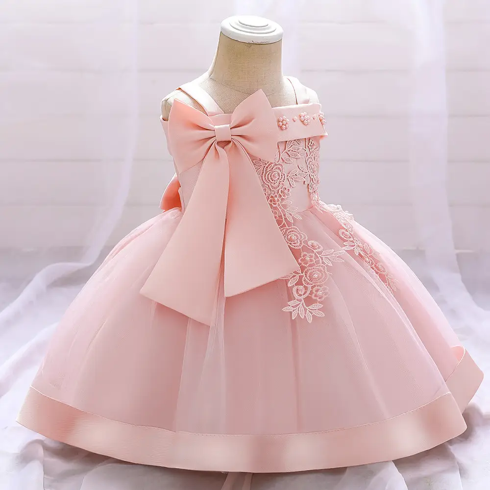 Pink Beaded Princess Dress for Girls Wedding Tutu - Image 4