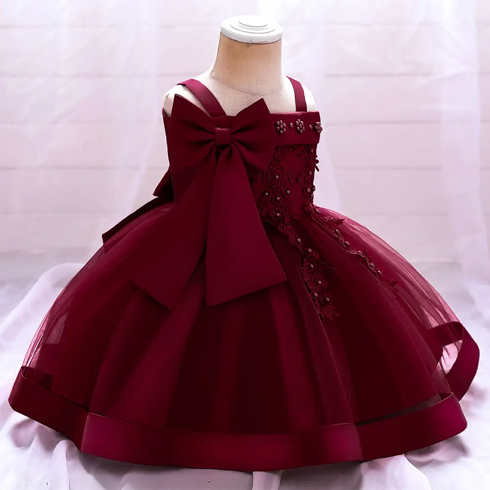 Pink Beaded Princess Dress for Girls Wedding Tutu - Image 6