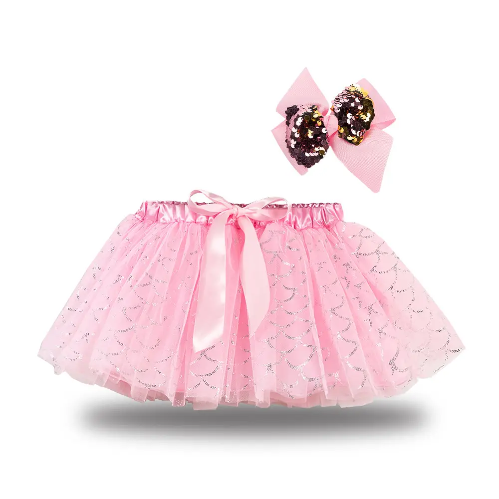 Pink Mesh Tutu Skirt with Bow Hairpin Star and Moon Design - Image 13