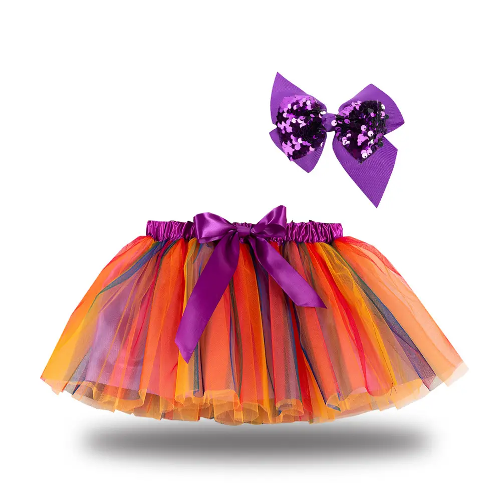 Pink Mesh Tutu Skirt with Bow Hairpin Star and Moon Design - Image 16