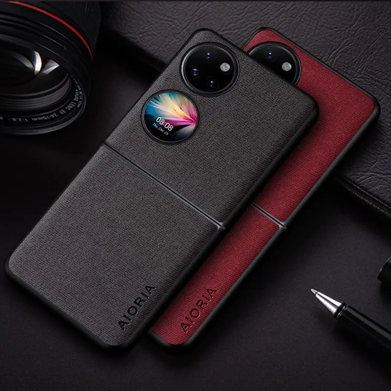 Huawei P50 Pocket Phone Case Flannel Fabric Orange - Image 6
