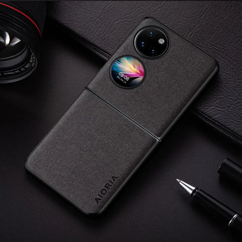 Huawei P50 Pocket Phone Case Flannel Fabric Orange - Image 2