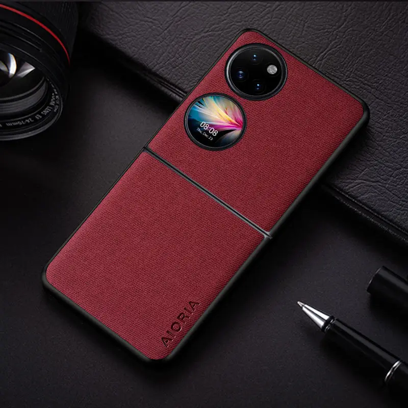 Huawei P50 Pocket Phone Case Flannel Fabric Orange - Image 4
