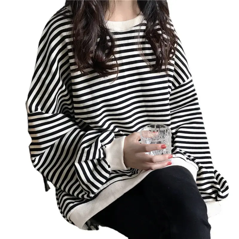 Women Striped Long Sleeve Sweatshirt Spring Autumn Loose Fit - Image 6