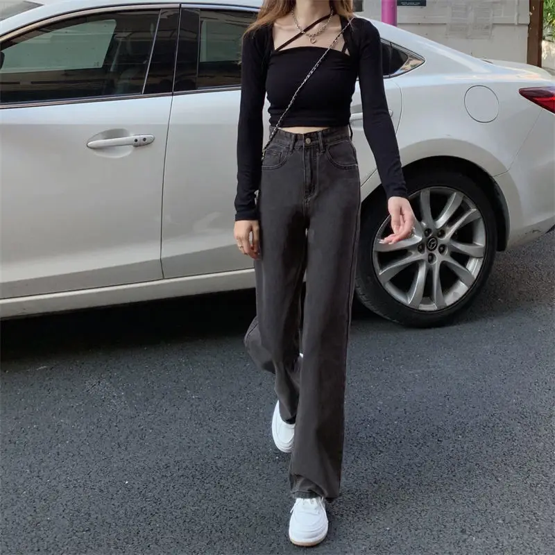 Black Grey Mop Pants Women 2022 New Style - Image 8