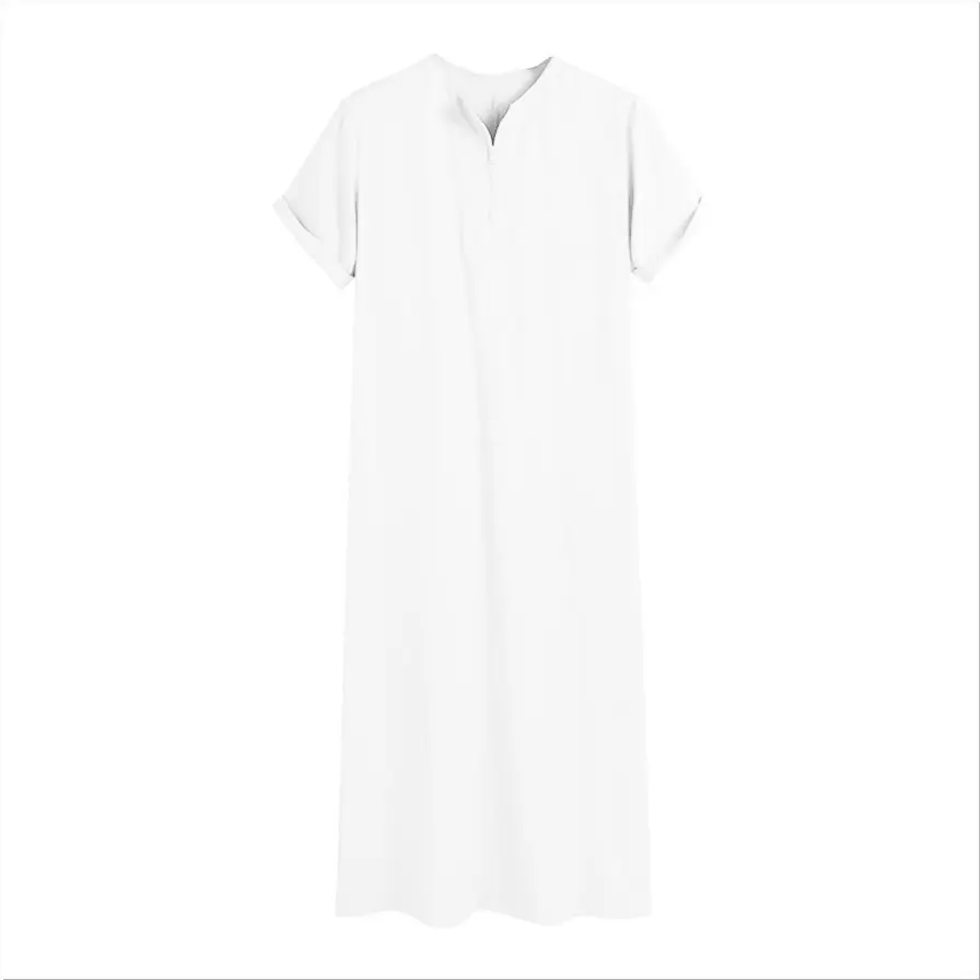 White Muslim Robe for Men 2025 Zipper Robe - Image 8