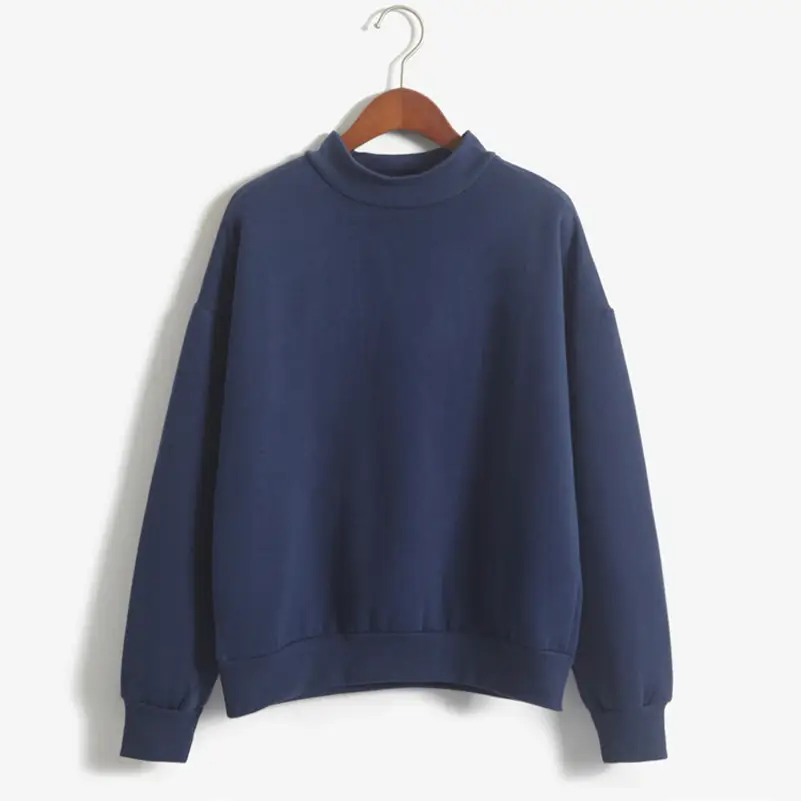 Women's Navy Blue Loose Fleece Sweater 4 Size Fall Winter - Image 6