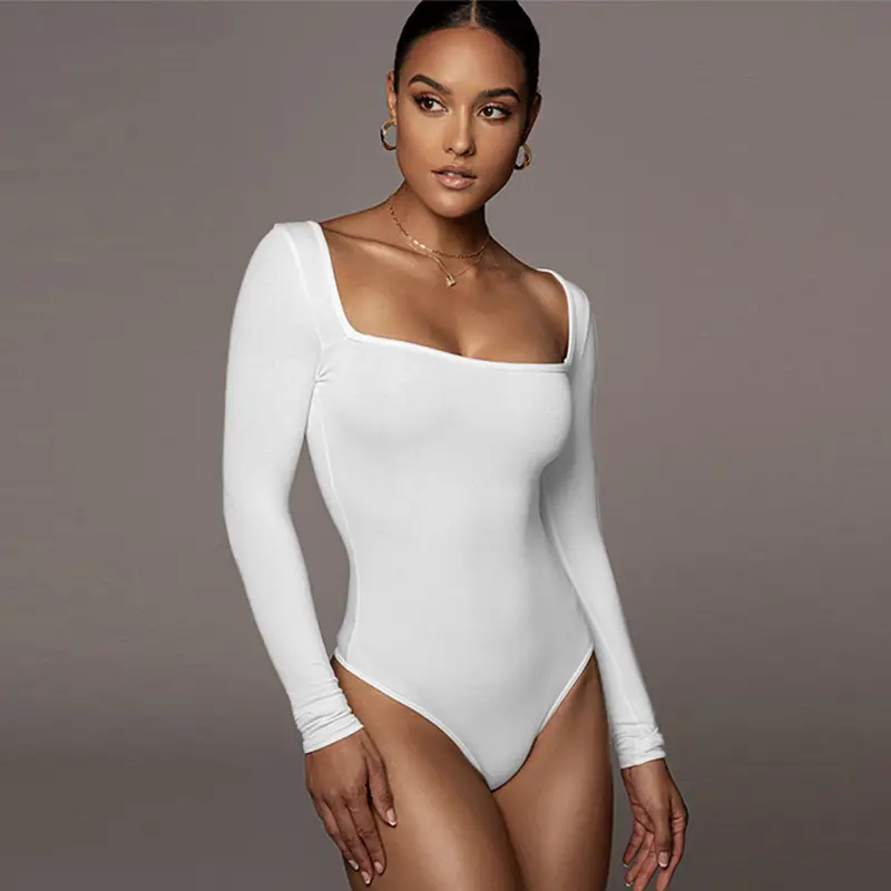2022 Women's Slim Fit Square Collar Long Sleeve Jumpsuit - Image 8