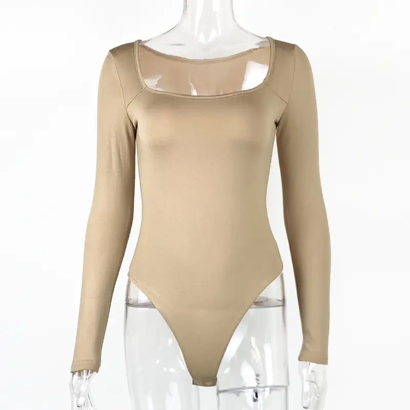 2022 Women's Slim Fit Square Collar Long Sleeve Jumpsuit - Image 4
