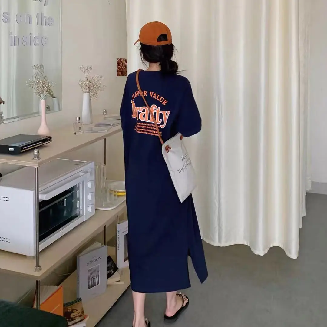 Summer 2025 Chubby Sister Long Dress Blue Oversized - Image 3