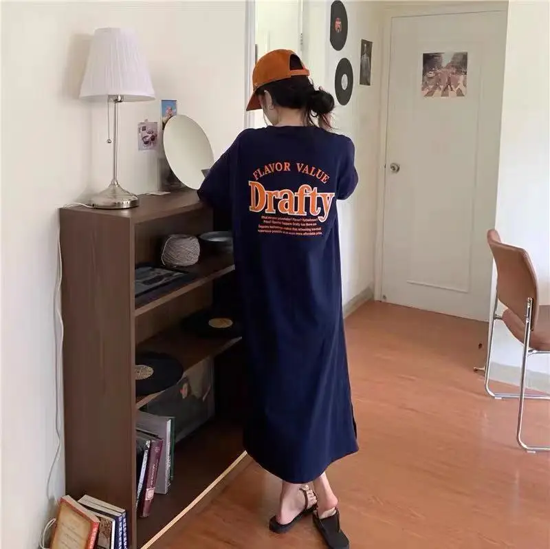 Summer 2025 Chubby Sister Long Dress Blue Oversized - Image 5