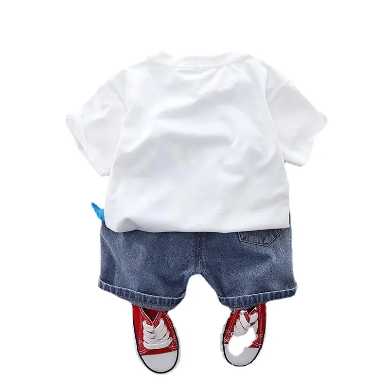 Kids Cartoon T-Shirt Shorts Set Yellow Blue Summer Wear