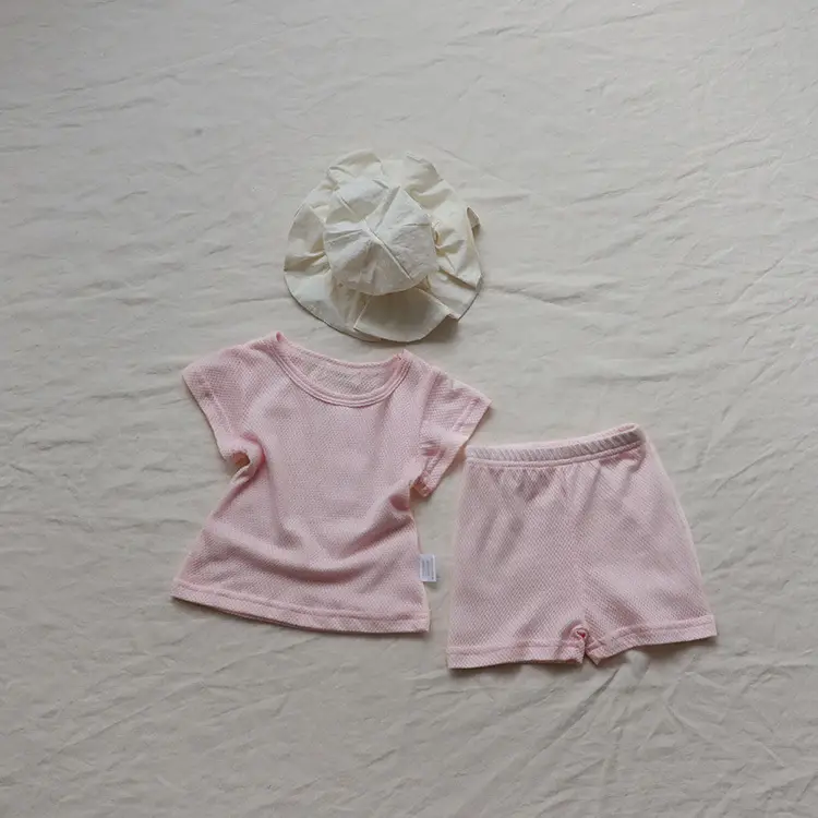 Baby Mesh Shorts Set Pink Black Grey Summer Korean Kids Pajamas - Image 4