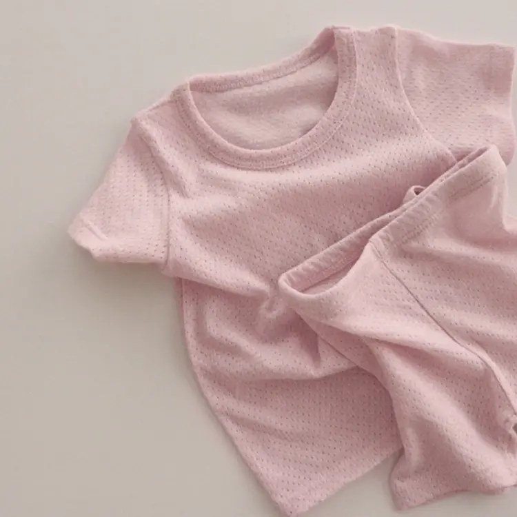 Baby Mesh Shorts Set Pink Black Grey Summer Korean Kids Pajamas - Image 2