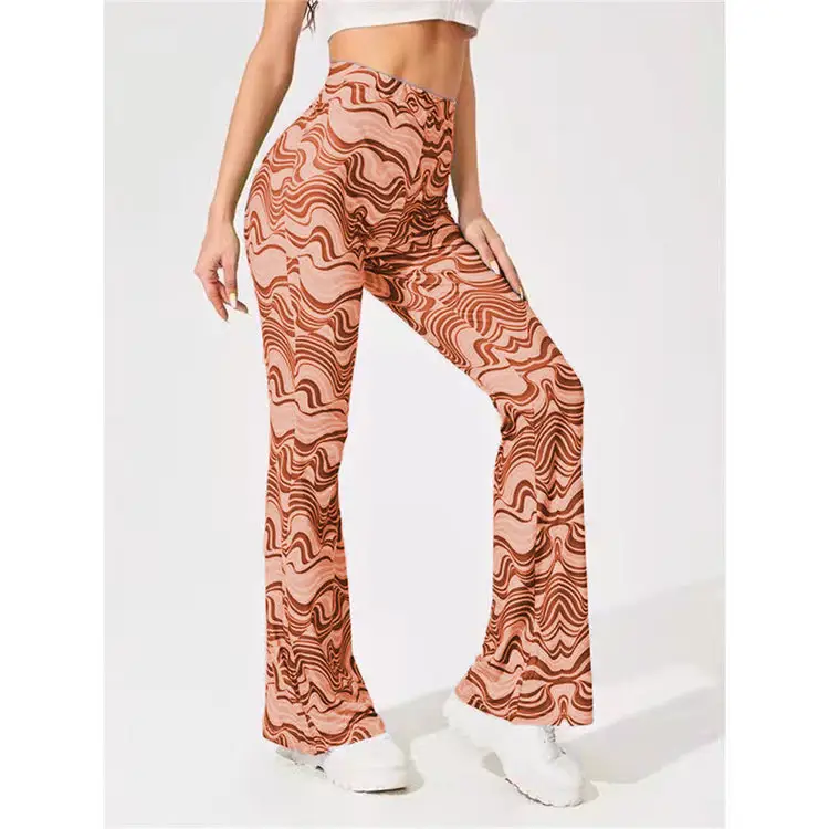 Women's Water Ripple Flared Pants Brown - Image 5