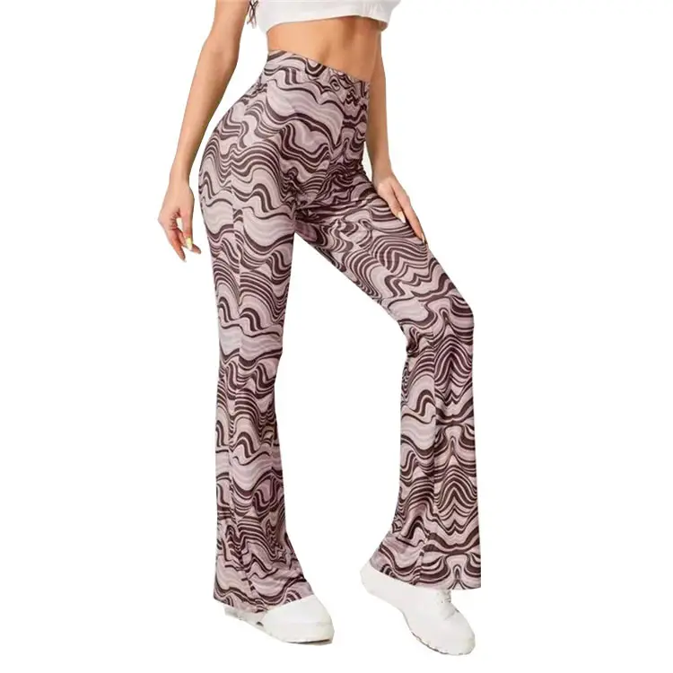 Women's Water Ripple Flared Pants Brown - Image 6