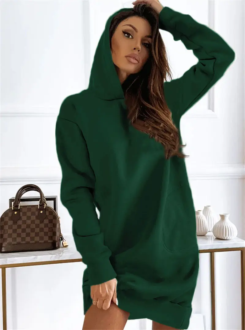 2024 Hooded Loose Sweater Top Brown Women - Image 2
