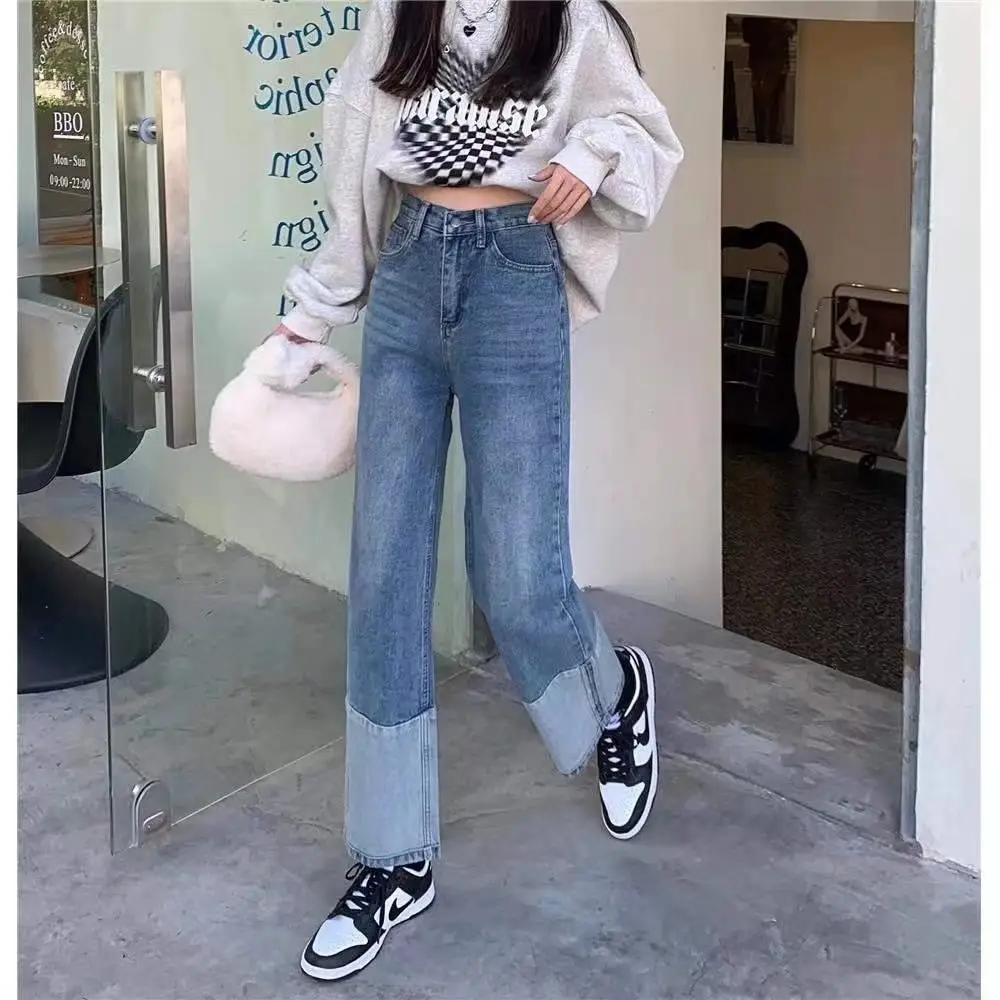 Women Blue Flanged Jeans High Waist Slimming Spring Autumn - Image 4