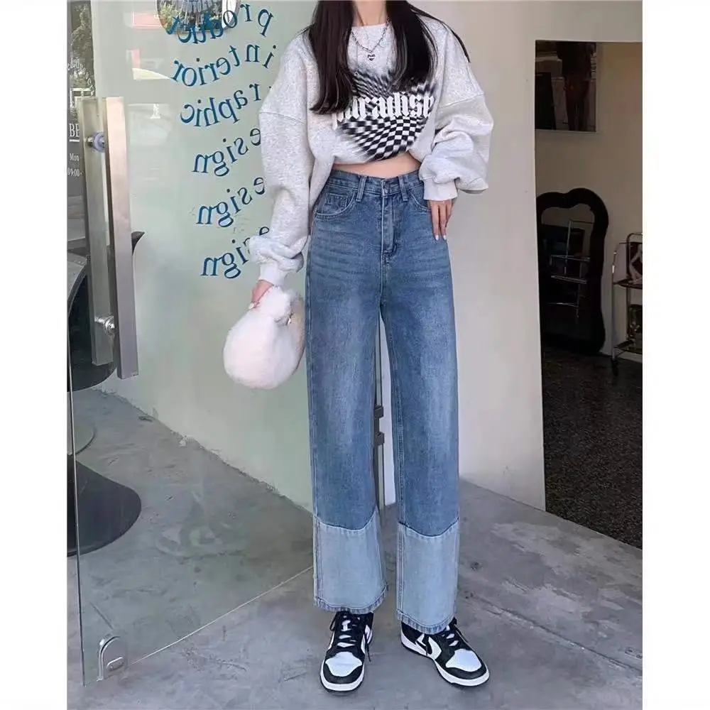 Women Blue Flanged Jeans High Waist Slimming Spring Autumn - Image 5