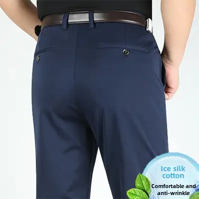Ice Silk Men's Elastic Waist Pants Summer Wear