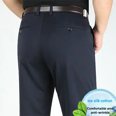 Ice Silk Men's Elastic Waist Pants Summer Wear