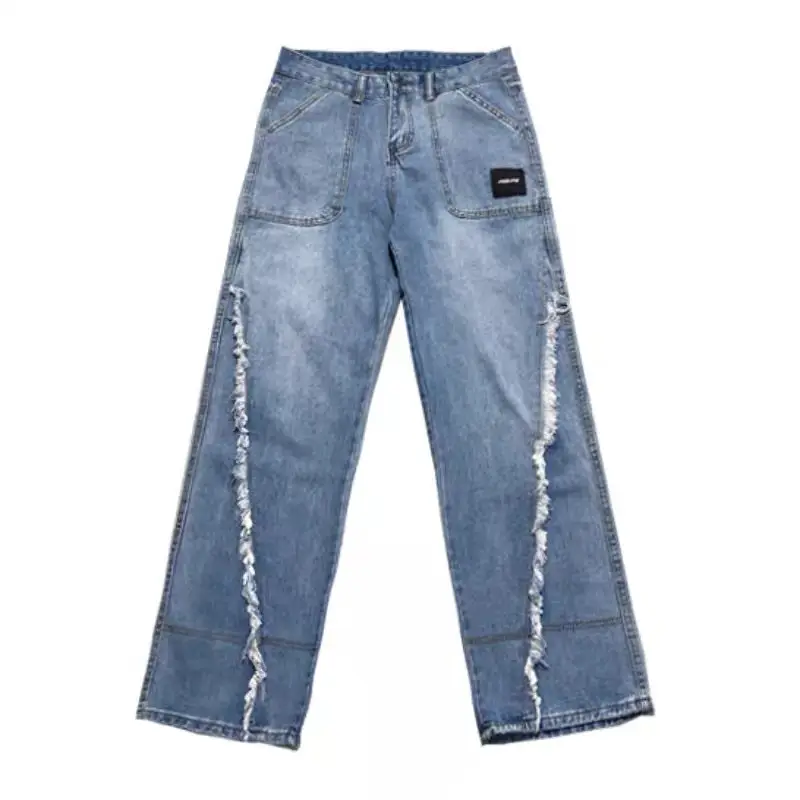 Women Wide Leg Jeans High Waist Denim Pants Blue - Image 6