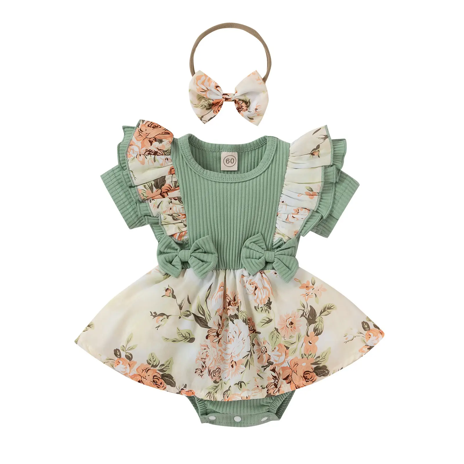 Girls Summer Lace Floral Bow Skirts Set