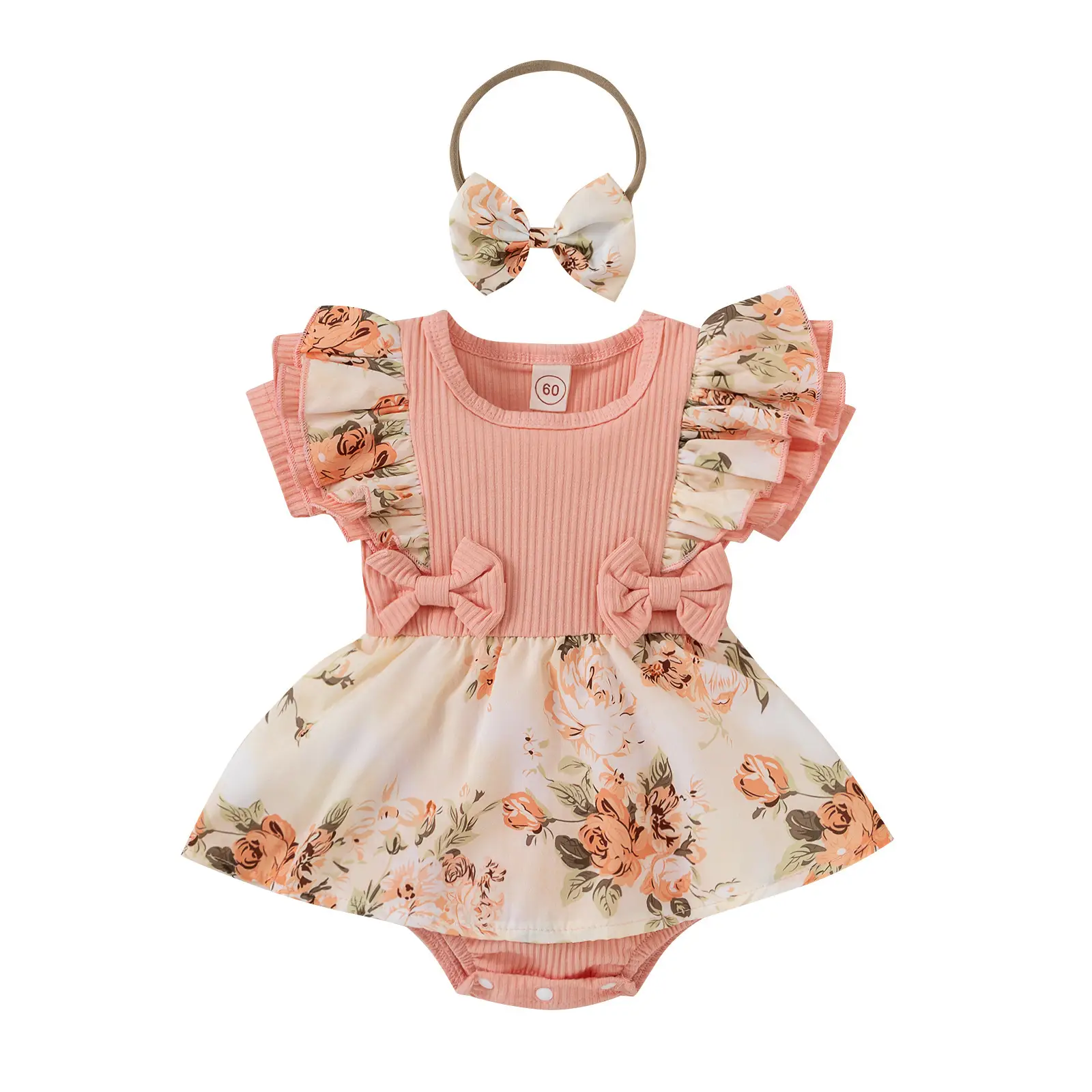 Girls Summer Lace Floral Bow Skirts Set