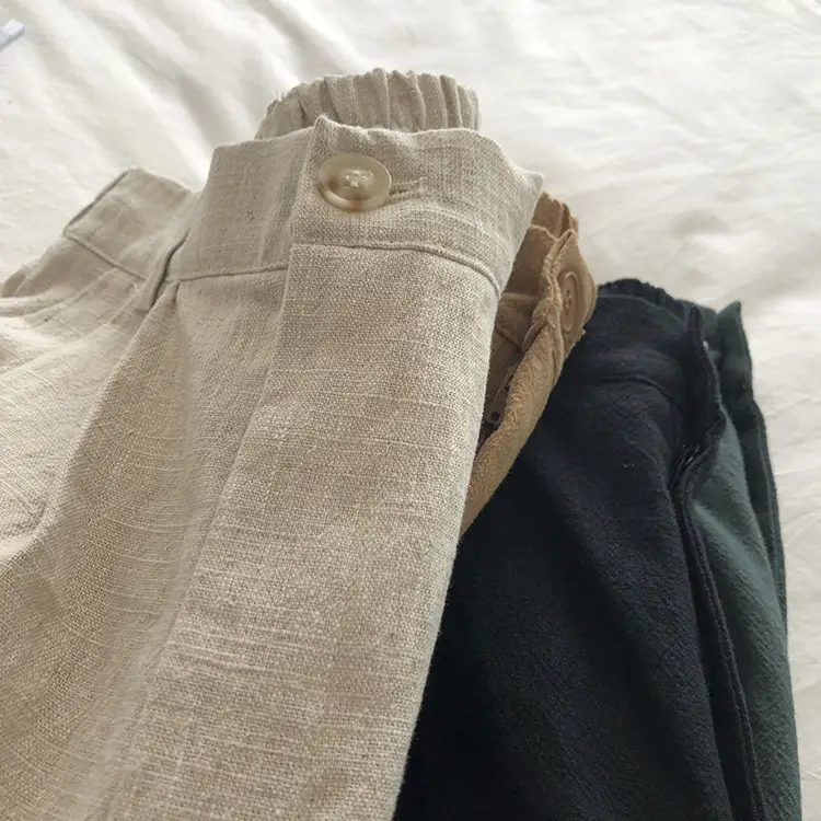 2025 Linen Wide Leg Shorts Japanese Style High Waist — feature 10