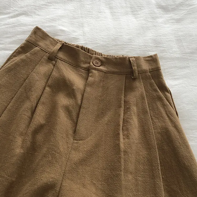 2025 Linen Wide Leg Shorts Japanese Style High Waist — feature 12