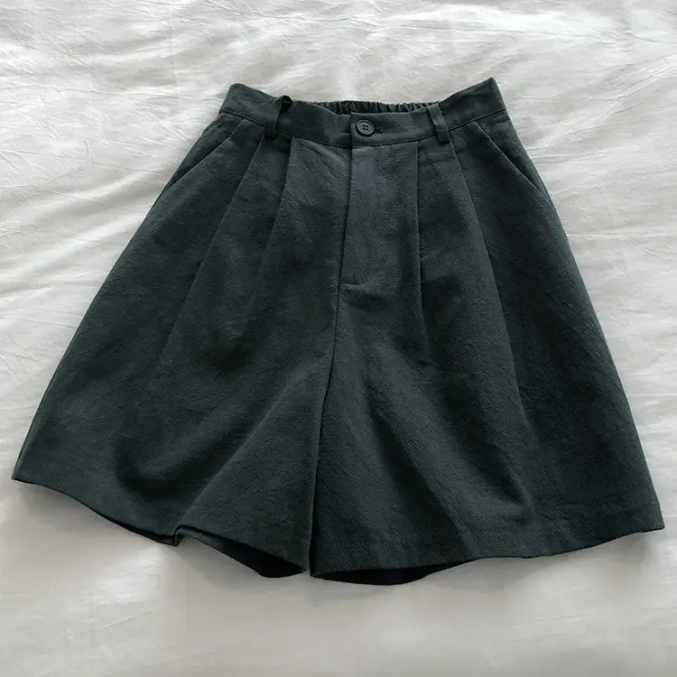 2025 Linen Wide Leg Shorts Japanese Style High Waist — feature 23
