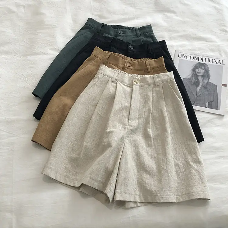 2025 Linen Wide Leg Shorts Japanese Style High Waist — feature 4