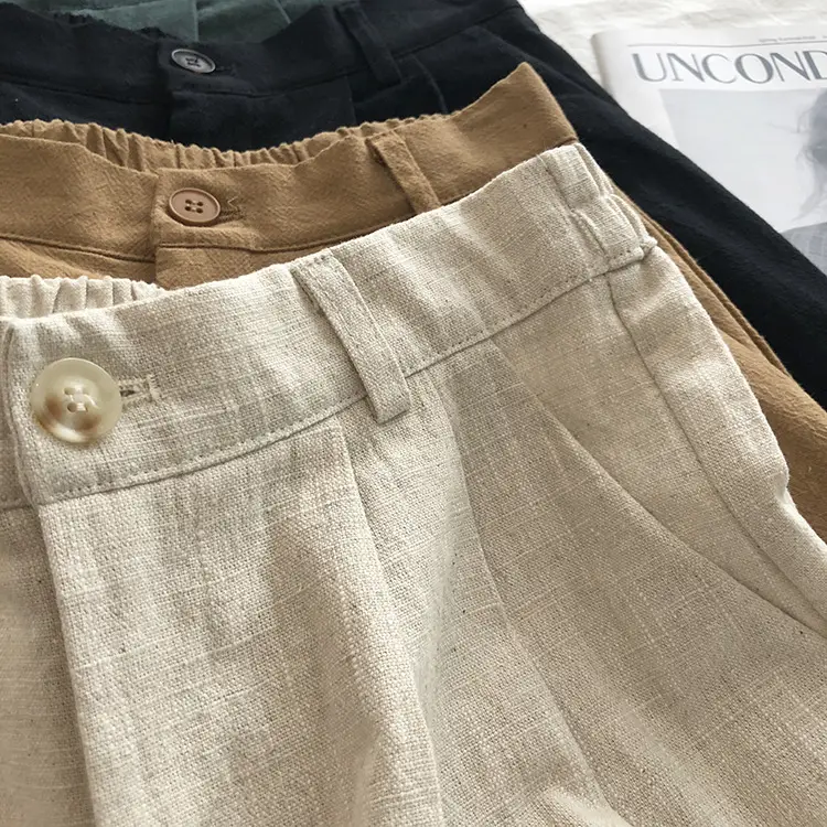2025 Linen Wide Leg Shorts Japanese Style High Waist — feature 6