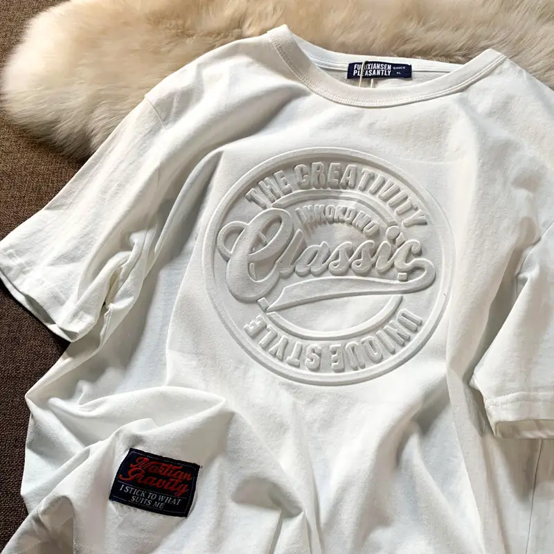 Women Korean Style 3D Printed Cotton T-Shirt White — feature 15