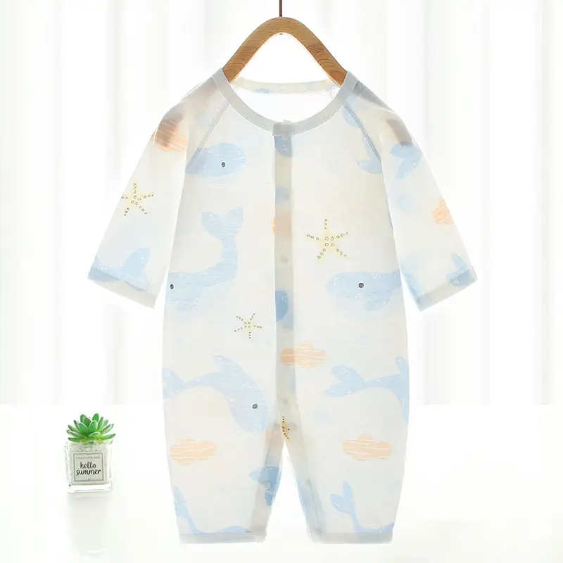 Baby Cotton Jumpsuit Summer Newborn Long Sleeve - Image 2
