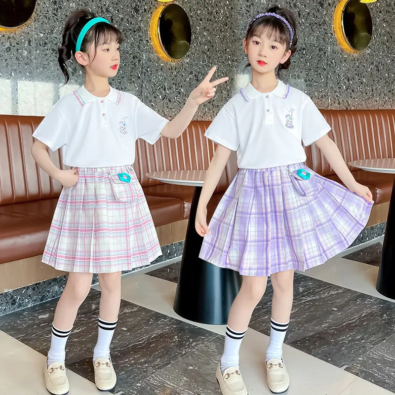 Girls Pleated Skirt Bag Suit Summer 2025 - Image 3