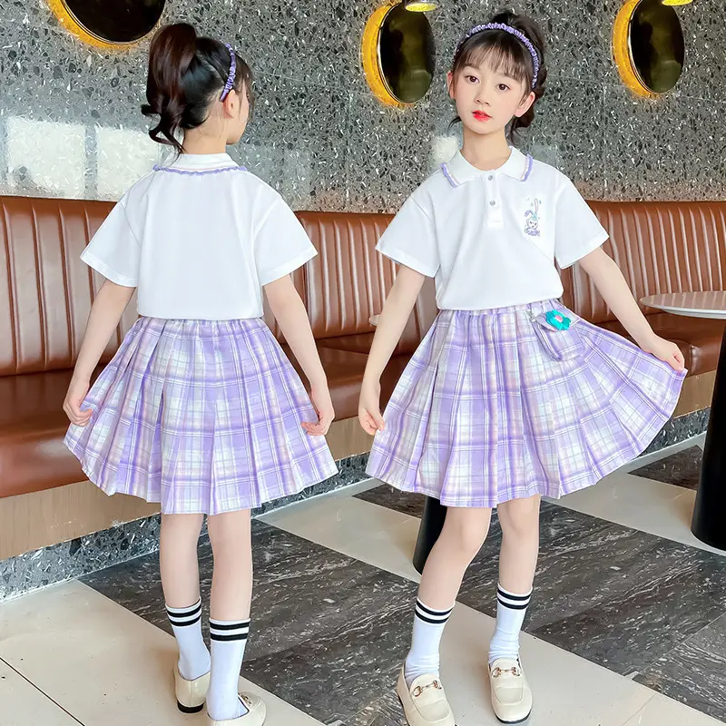 Girls Pleated Skirt Bag Suit Summer 2025 - Image 4