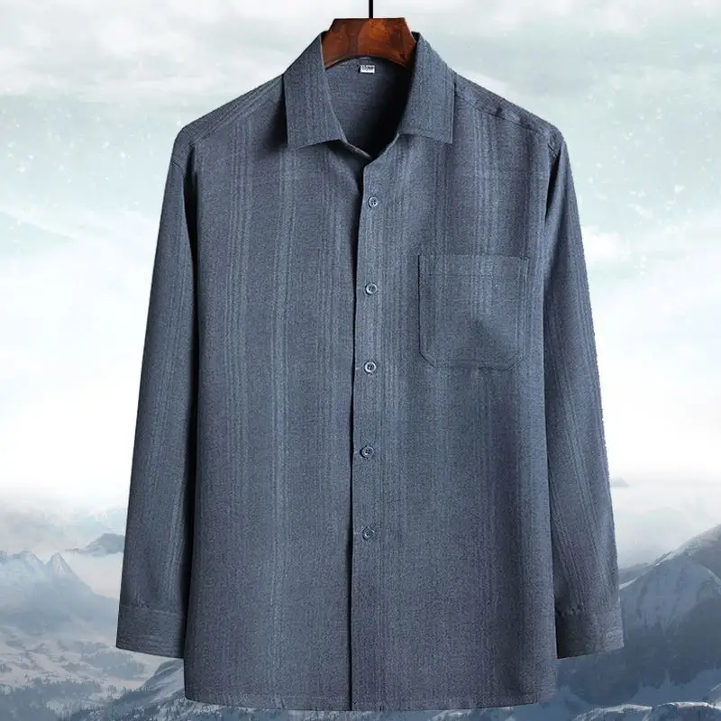 Men Blue Gray Striped Short Sleeve Shirt - Image 7
