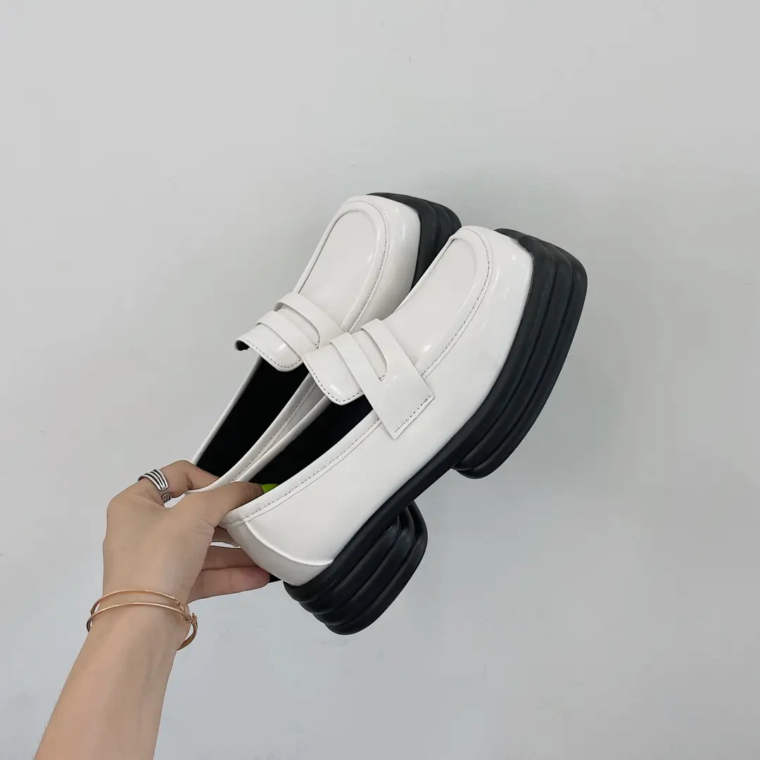 Japanese-Style Square-Toe Loafers for Women, Spring Platform Thick-Soled Leather Shoes, 2022 College Style Single Shoes, Trendy Retro Style - Image 6