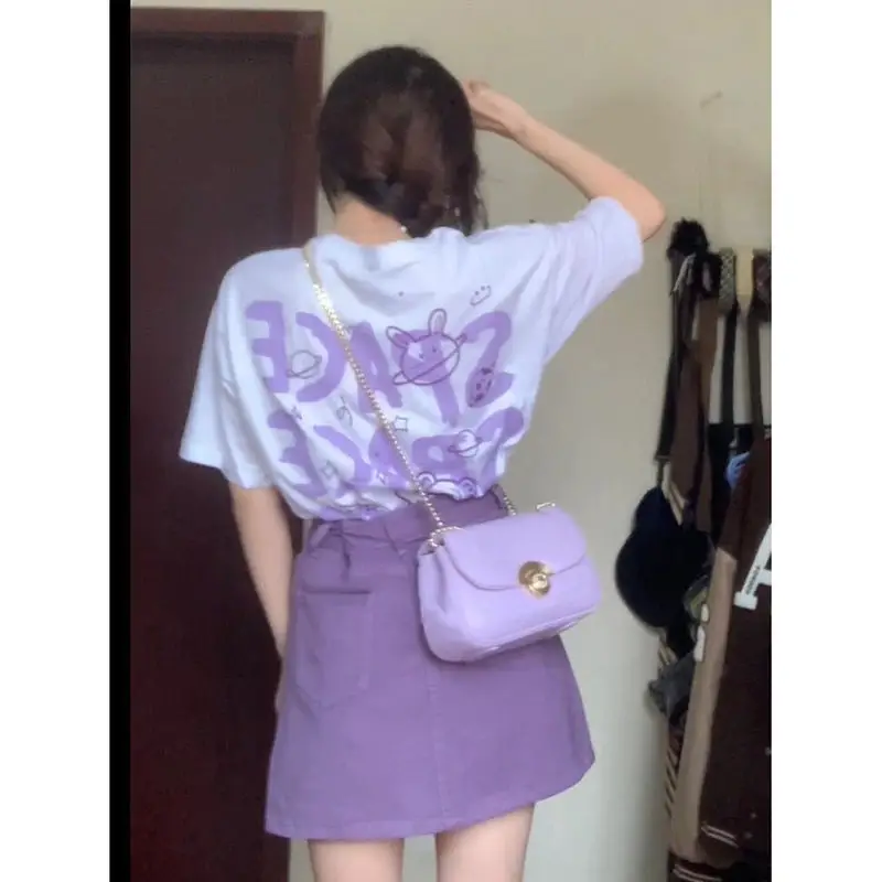Vintage Purple Denim Hip Skirt Women Summer - Image 5