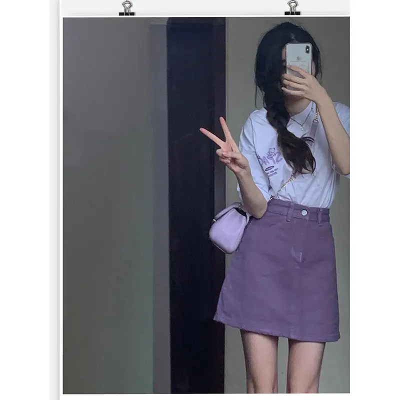 Vintage Purple Denim Hip Skirt Women Summer - Image 6