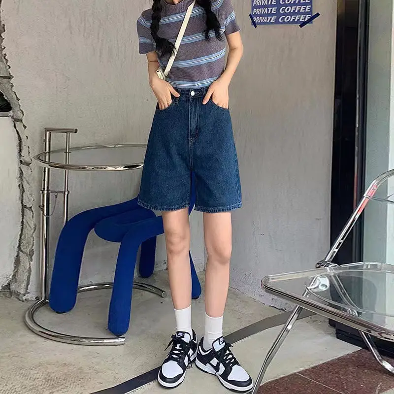 Women Denim Shorts High Waist Light Blue 2025 - Image 3