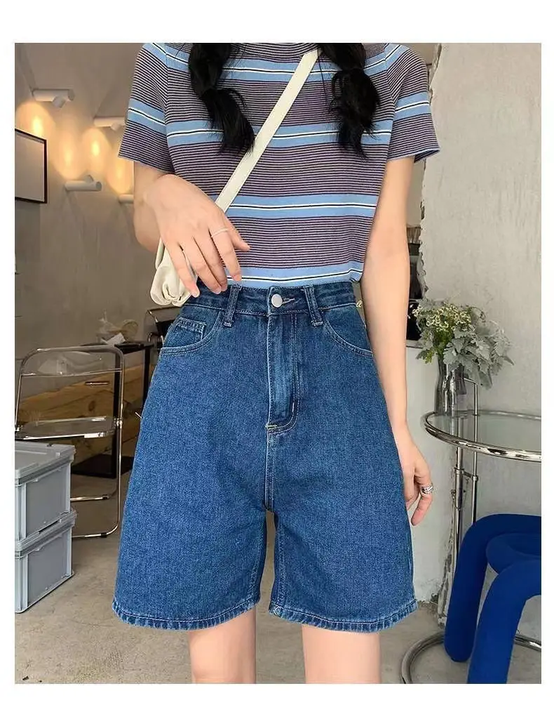 Women Denim Shorts High Waist Light Blue 2025 — feature 10