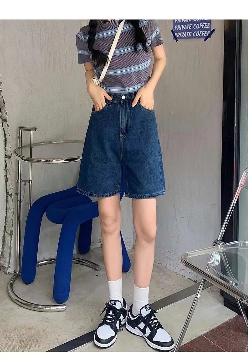 Women Denim Shorts High Waist Light Blue 2025 — feature 11