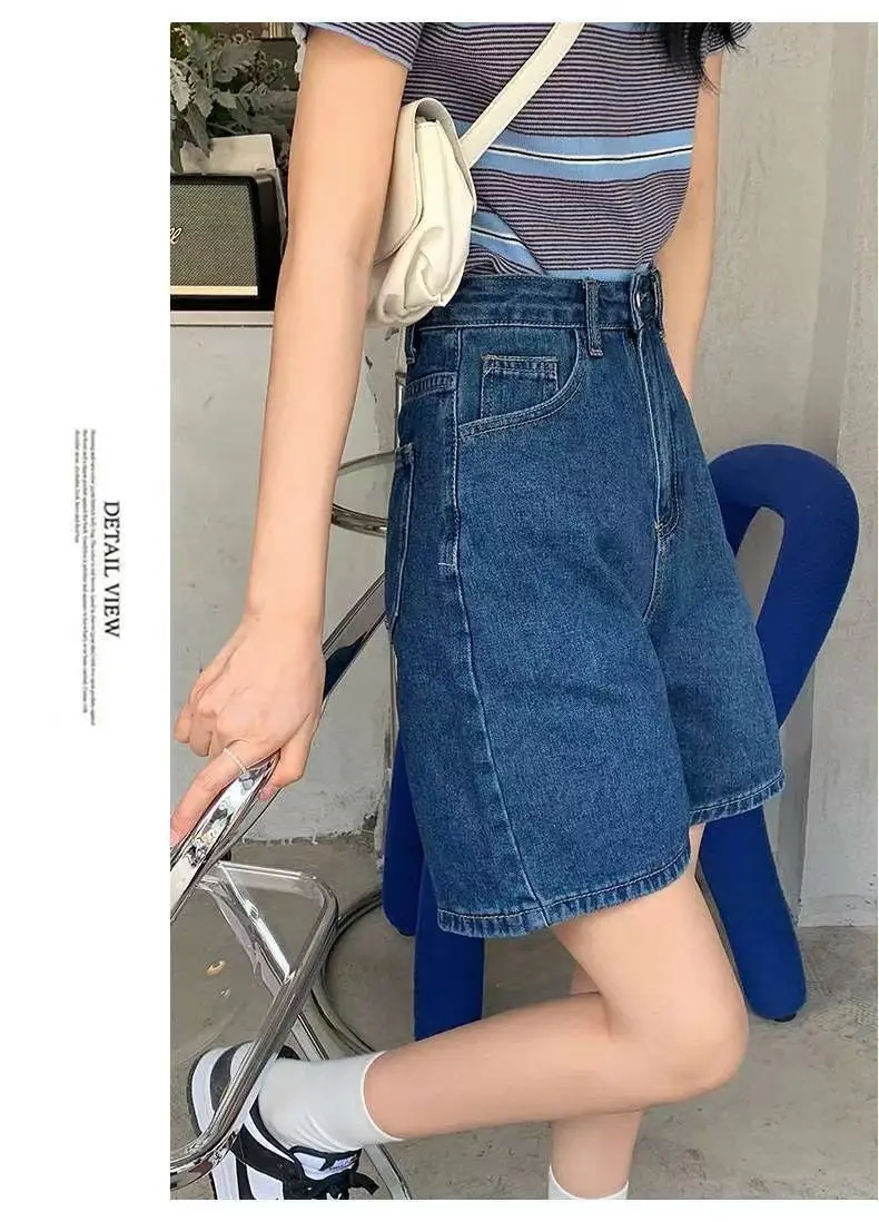 Women Denim Shorts High Waist Light Blue 2025 — feature 12