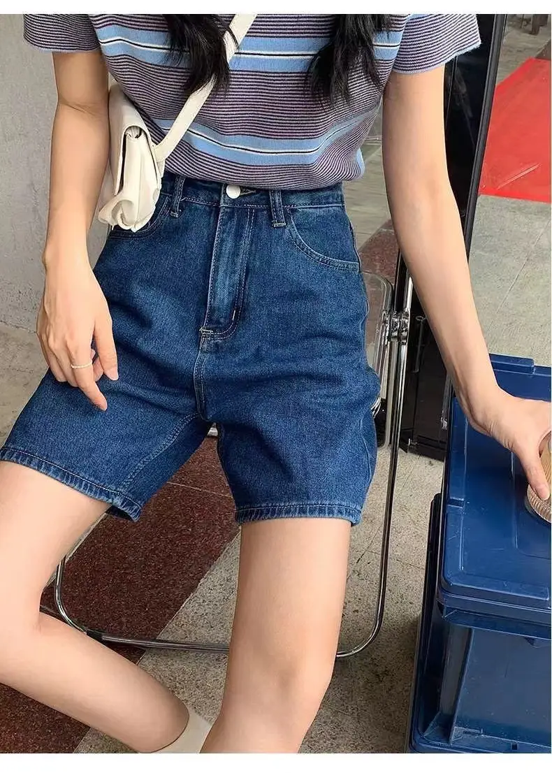 Women Denim Shorts High Waist Light Blue 2025 — feature 13