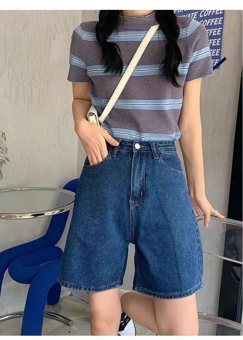 Women Denim Shorts High Waist Light Blue 2025 — feature 15