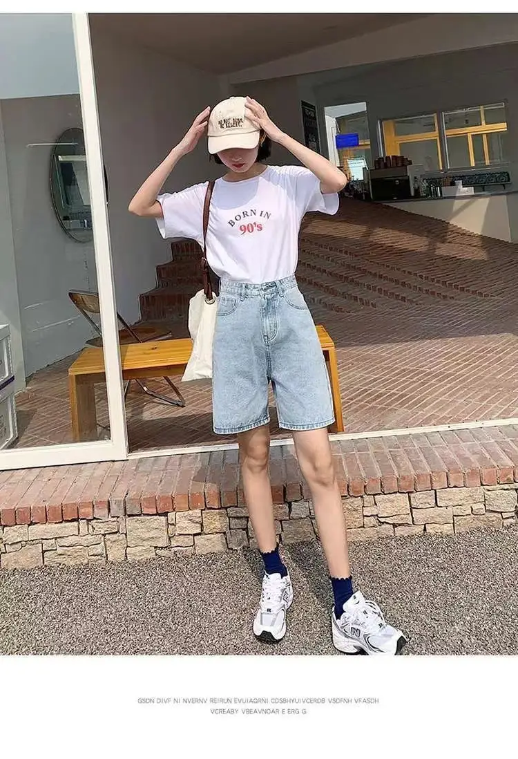Women Denim Shorts High Waist Light Blue 2025 — feature 21