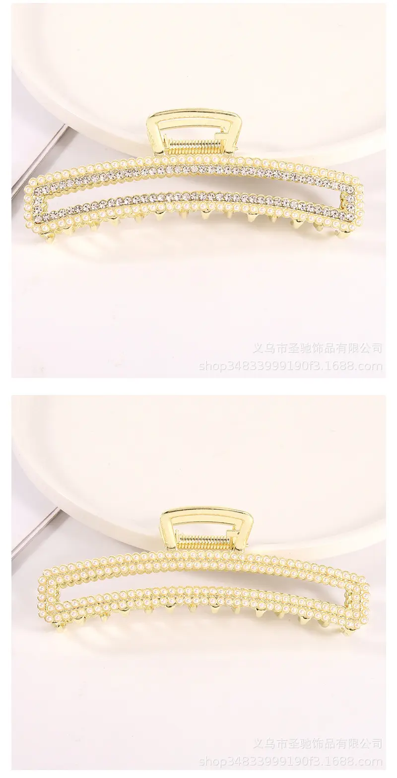 Diamond-Embedded Pearl Hairpin with Shark Clip Grip — feature 6