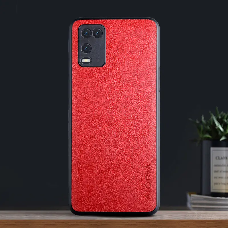 Oppo A55 Phone Case PU Leather Retro Litchi Pattern - Image 2